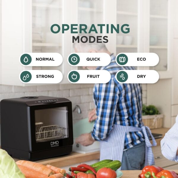 DMD Collective - 5L Table Top Dishwasher, Compact Mini Dishwasher, Black [Energy Class B]