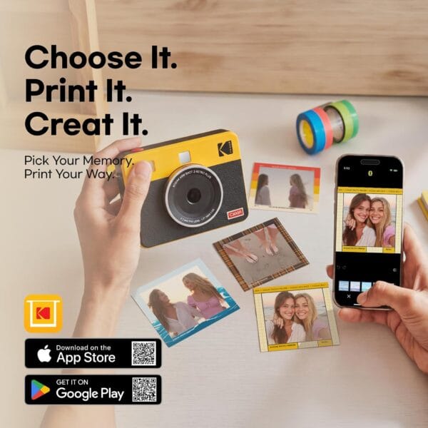 71KkQLsr7aL._AC_SL1500_ KODAK Mini Shot 3 Retro 3x3 Instant Camera, Photo Printer, 38 Sheet, Yellow