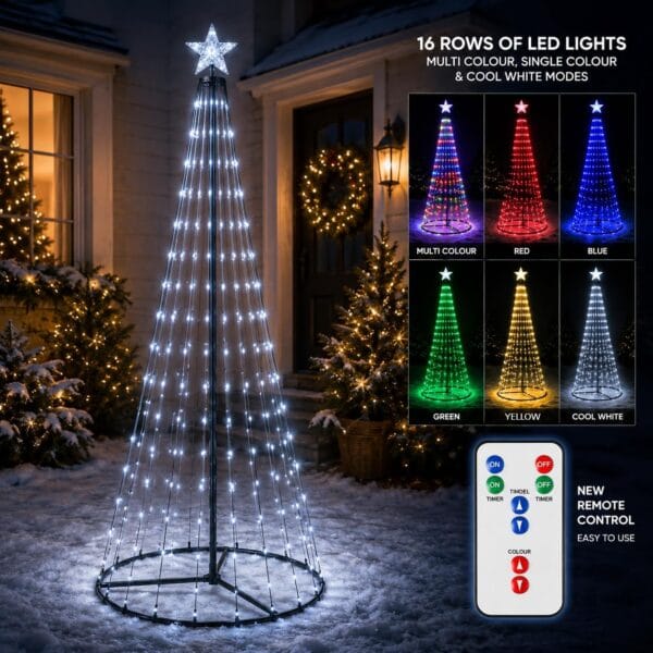 71Kxyb56ZaL._AC_SL1254_ 6ft (180cm) LED Christmas Tree Outdoor Indoor Decoration, 293 Colour Changing Lights