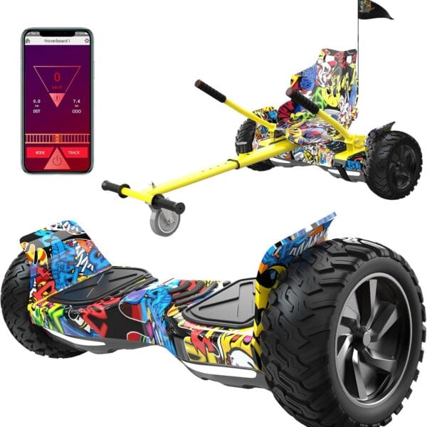 RCB Hoverboard and Kart Bundle for Kids with Hoverkart Set