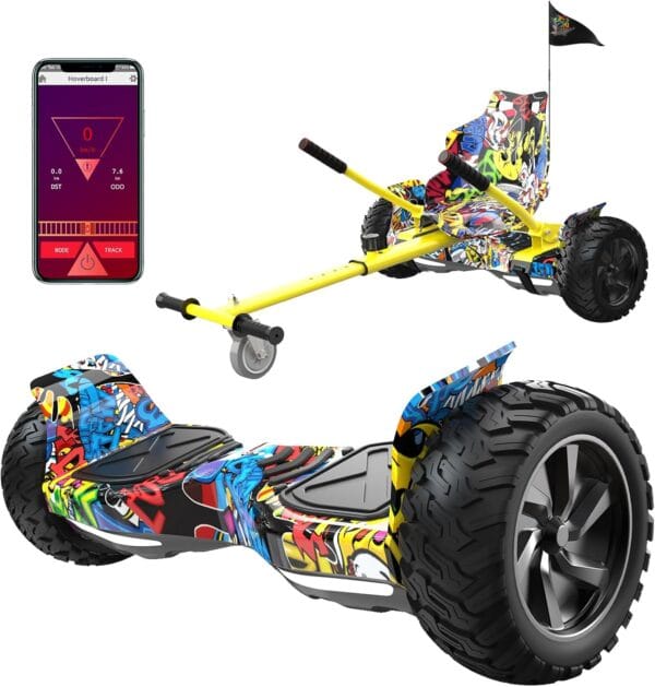 RCB Hoverboard and Kart Bundle for Kids with Hoverkart Set