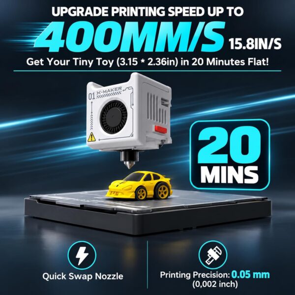 X-Maker AI Kids 3D Printer, Enclosed, Wi-Fi Printing, App Control, Ready to Print