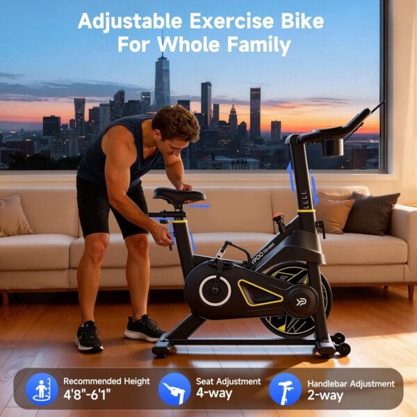 YPOO Exercise Bike, Adjustable Magnetic Resistance Stationary Bikes