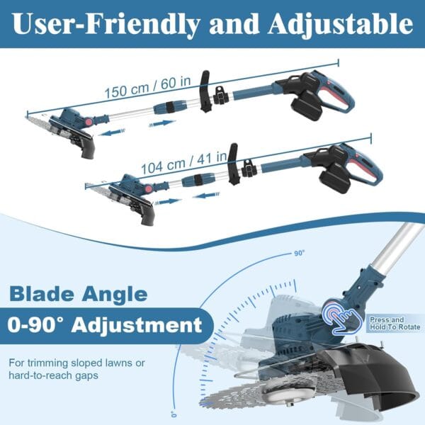 Cordless Strimmer, Garden Strimmer Cordless with Weed Brush and 2 x 4.0Ah Battery