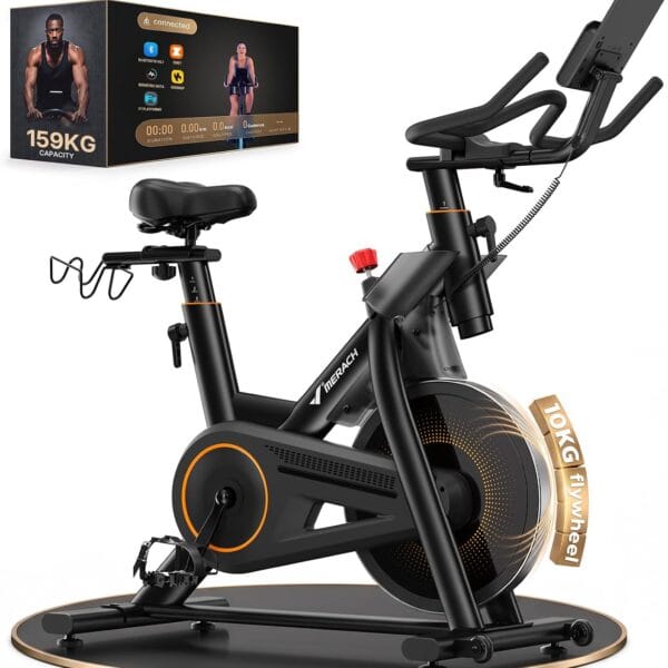 MERACH Heavy Duty Magnetic Exercise Bike with 10kg High Inertia Flywheel