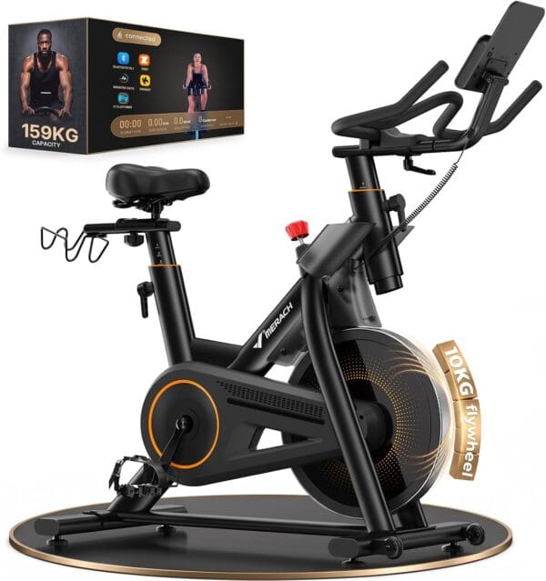 MERACH Heavy Duty Magnetic Exercise Bike with 10kg High Inertia Flywheel