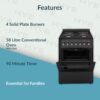 HYE 60cm Freestanding Cooker - Electric Cooker with Kitchen Stove, Black [Energy Class A]