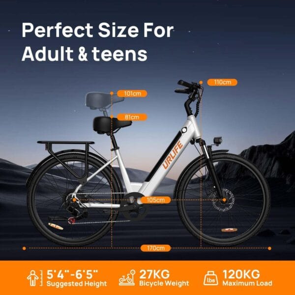 URLIFE 26" Electric Bikes for Adults, Mountain Bike with LCD Display