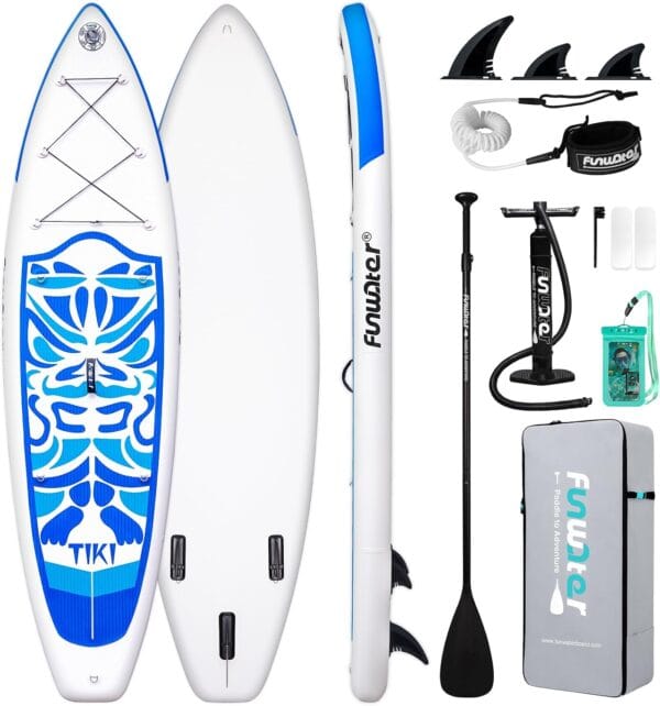 71Pd9z2QjCL._AC_SL1500_ FunWater TIKI Inflatable Stand Up Paddle Board SUP