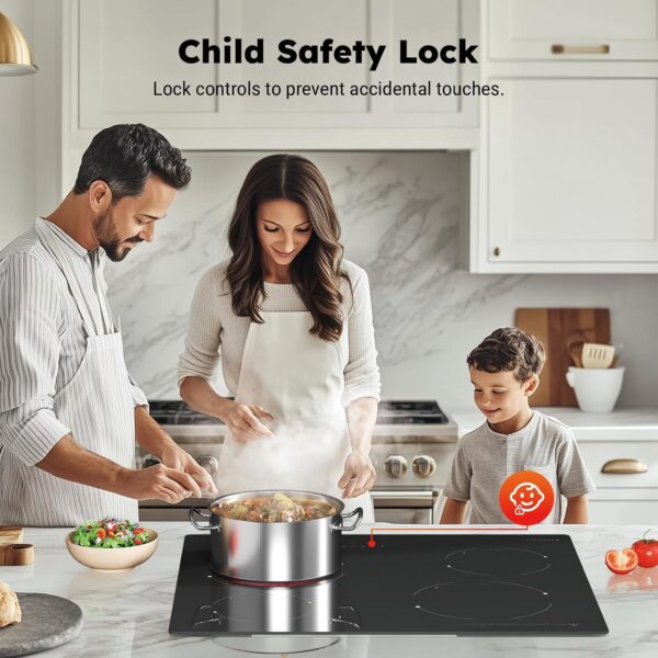 Electric Ceramic Hob 60cm, 4 Zone Built-in Ceramic Cooktop with Touch Control