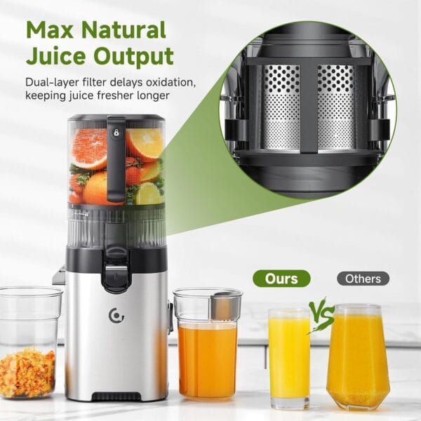 AMZCHEF Cold Press Juicer Machines, 165MM Large Feed Chute