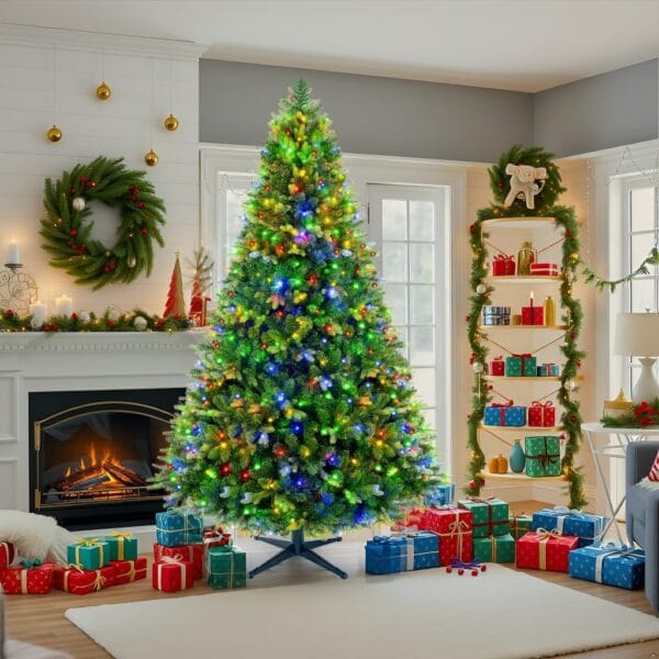 360° Rotating Prelit Christmas Tree 7ft - Musical Artificial Christmas Tree with Remote Control