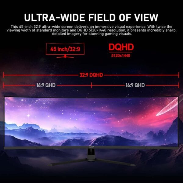 Gawfolk 45 inch Ultra-Wide Curved 240Hz Gaming Monitor,DQHD PC Screen