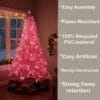 71UnQvInX-L._AC_SL1500_ 8Ft Flocked Prelit Pink Christmas Tree with Pink LED Lights Multifunction