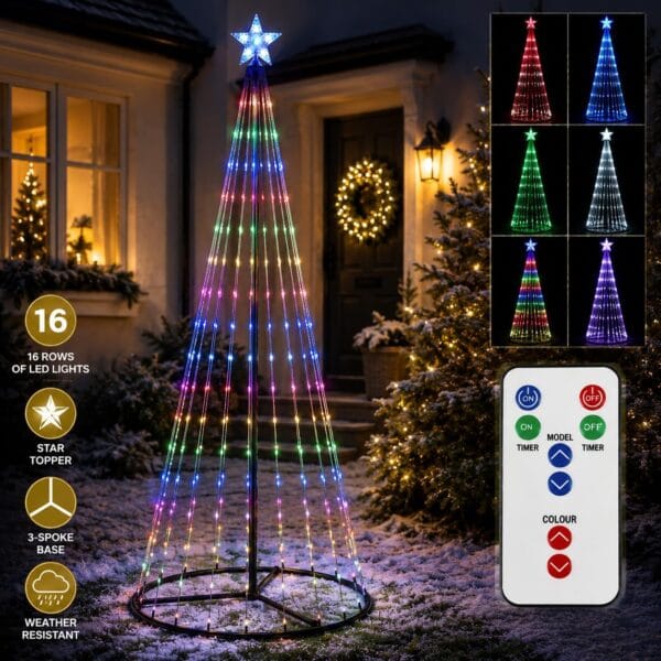 71VSp5Lv2HL._AC_SL1254_ 6ft (180cm) LED Christmas Tree Outdoor Indoor Decoration, 293 Colour Changing Lights