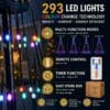 71VkNnEiGOL._AC_SL1254_ 6ft (180cm) LED Christmas Tree Outdoor Indoor Decoration, 293 Colour Changing Lights