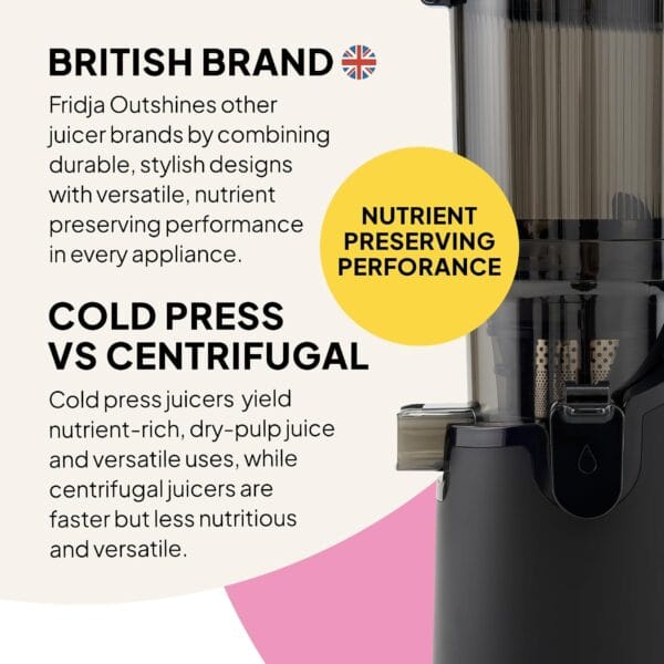 Fridja f2500 Self-Feeding Juicer, 135mm Chute, Whole Fruit, 250W Cold Press