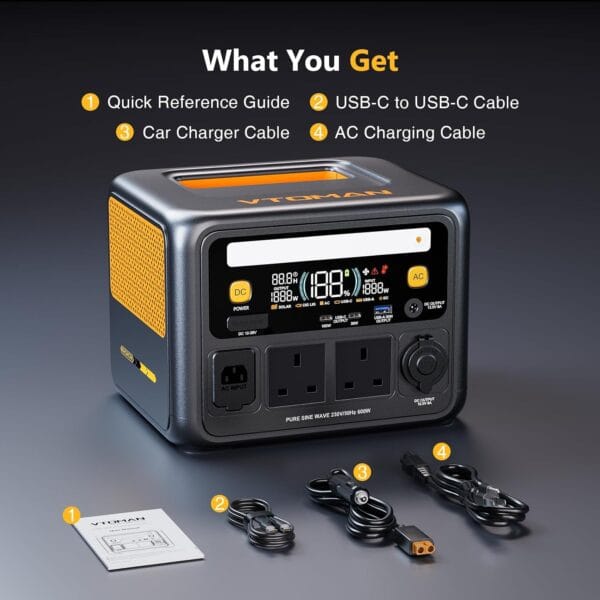 VTOMAN New JUMP 600X Portable Power Station 600W-268.8Wh LiFePO4 Battery