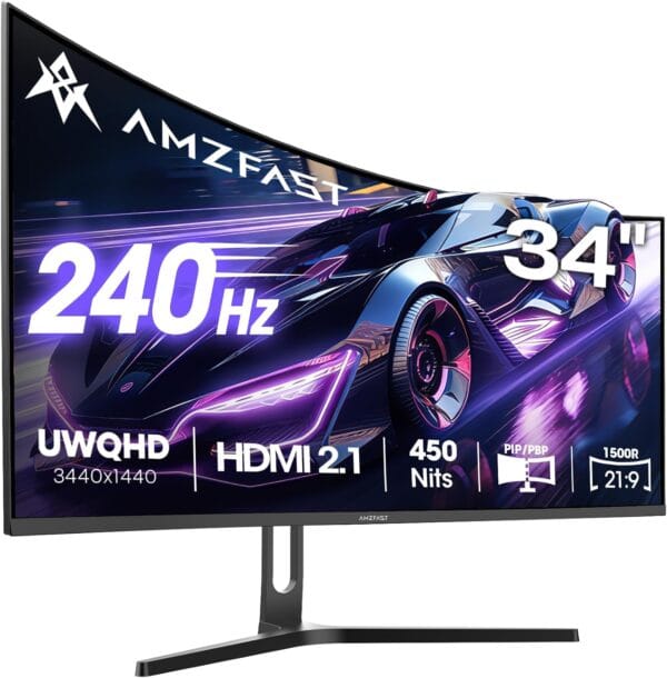 Amzfast 34 Inch Ultrawide Curved Gaming Monitor