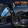 URLIFE Electric Bike for Adults, 16" x 3.0 Fat Tires Ebike