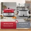 Homtone Slow Cooker Electric 6-in-1, 5.5L/4.8 qt Multicooker Red