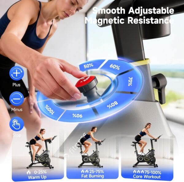 YPOO Exercise Bike, Adjustable Magnetic Resistance Stationary Bikes