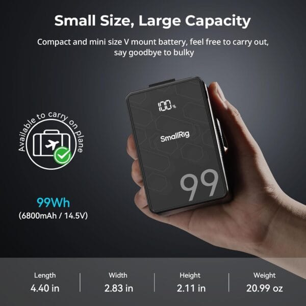 71Y6sc1HkeL._AC_SL1500_ SMALLRIG V Mount Battery VB99 SE, 99Wh / 6800mAh PD 65W USB-C Fast Charging