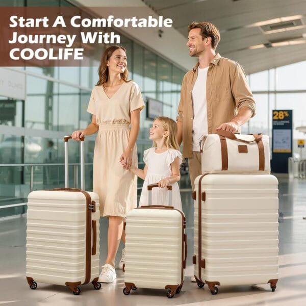 COOLIFE 5 PCS Luggage Set for Family, 20+24+28" Suitcases Set with TSA Lock