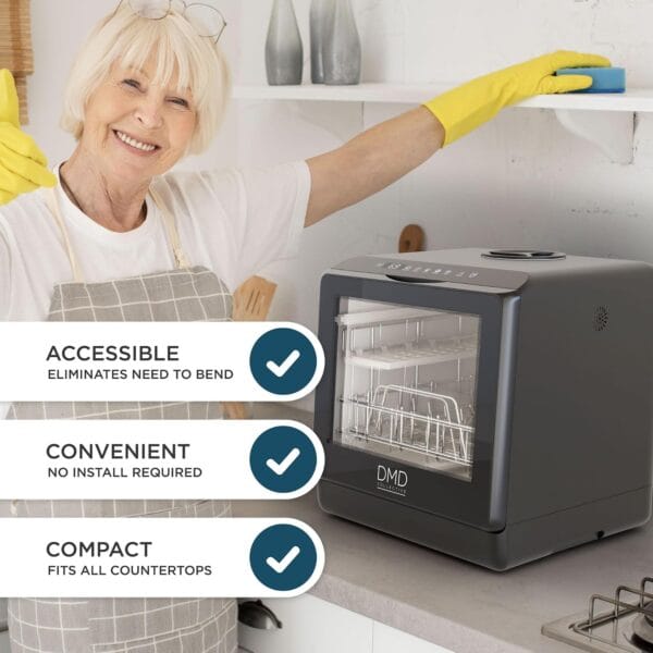 DMD Collective - 5L Table Top Dishwasher, Compact Mini Dishwasher, Black [Energy Class B]