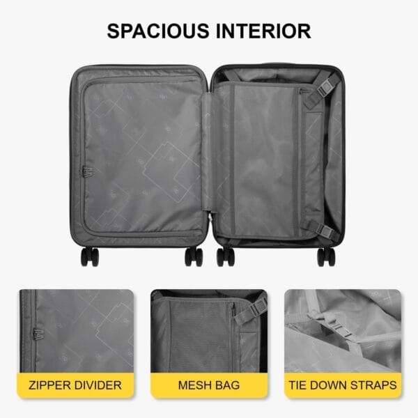 LEVEL8 Carry on Suitcase, 55CM Hand Luggage Expandable with