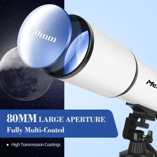 MEEZAA Telescope for Adults Astronomy, 80mm Aperture 600mm Refractor Telescope for Kids & Beginners