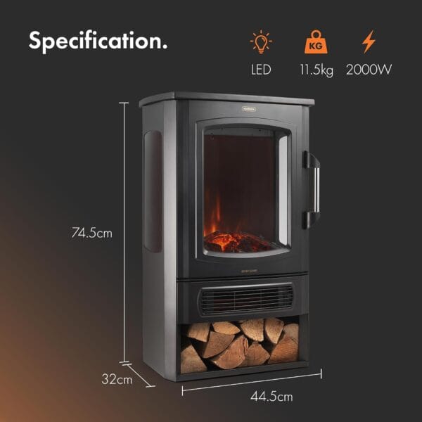 71dVkIjR09L._AC_SL1500_ Vonhaus Electric Log Burner 2000W β 2 Heat Settings β Black
