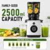 AAOBOSI 3-in-1 Cold Press Juicer, 165mm Wide Feed Chute for Whole Fruits