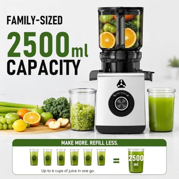 AAOBOSI 3-in-1 Cold Press Juicer, 165mm Wide Feed Chute for Whole Fruits