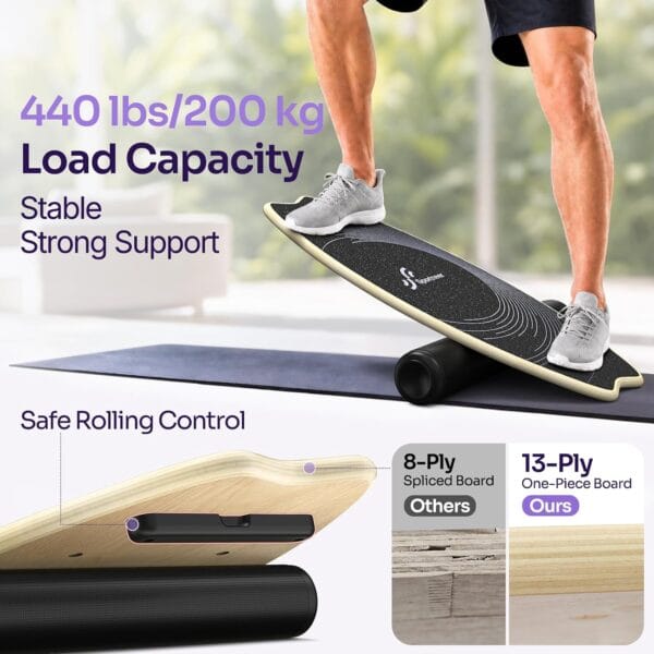 Sportneer Balance Board Skateboard, 7-in-1 Wooden Surfboard for Adults Kids