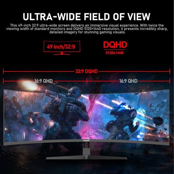 Gawfolk 49 inch Ultra-Wide Curved 240Hz Gaming Monitor,DQHD PC Screen