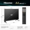 Hisense 40" 40A4QTUK FHD LED TV with Freely - Direct Lit LED, Dolby Audio, Natural Colour Enhancer, Games Mode, Sports Mode, Disney +, YouTube, Netflix [Energy Class F]