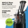 Fridja f1900 Cold Press Juicer, 240W Slow Juicer, 78mm Chute, BPA-Free