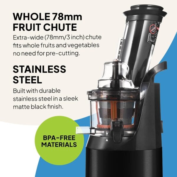 Fridja f1900 Cold Press Juicer, 240W Slow Juicer, 78mm Chute, BPA-Free