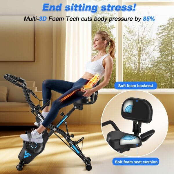 Exercise Bike, 5-in-1 Quiet Folding Exercise Bikes for Home Use