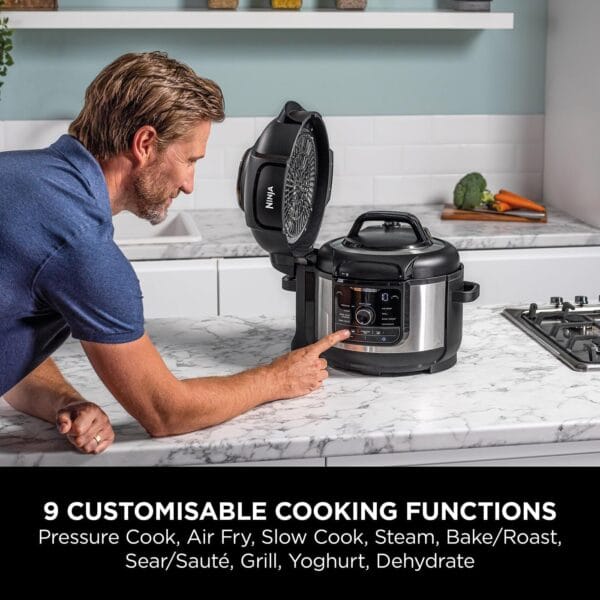 Ninja Foodi 9-in-1 Multi Cooker, Brushed Steel & Black, OP350UK