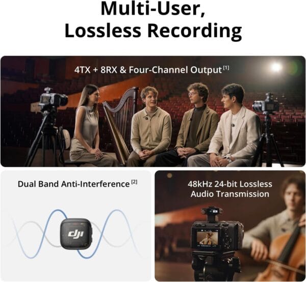 DJI Mic 3 (1 TX + 1 RX), Wireless Lavalier Mic for iPhone/Camera/Android