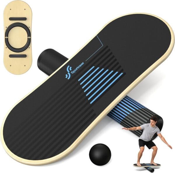 Sportneer Balance Board Wobble Skateboard- 7 Modes With Adjustable Stoppers