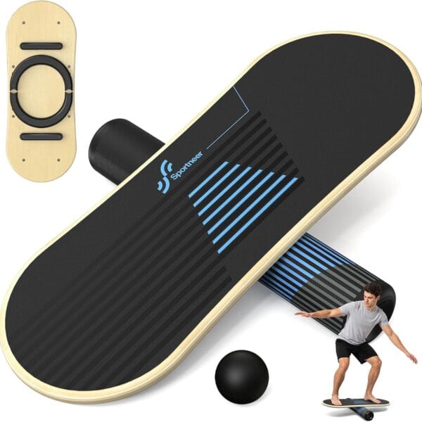 Sportneer Balance Board Wobble Skateboard- 7 Modes With Adjustable Stoppers