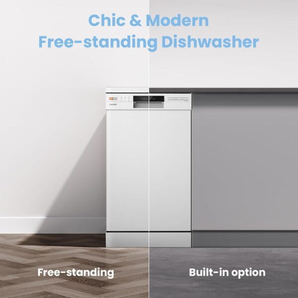 COMFEE' Slimline Dishwasher, 45cm, 10 Place Settings, White [Energy Class E]