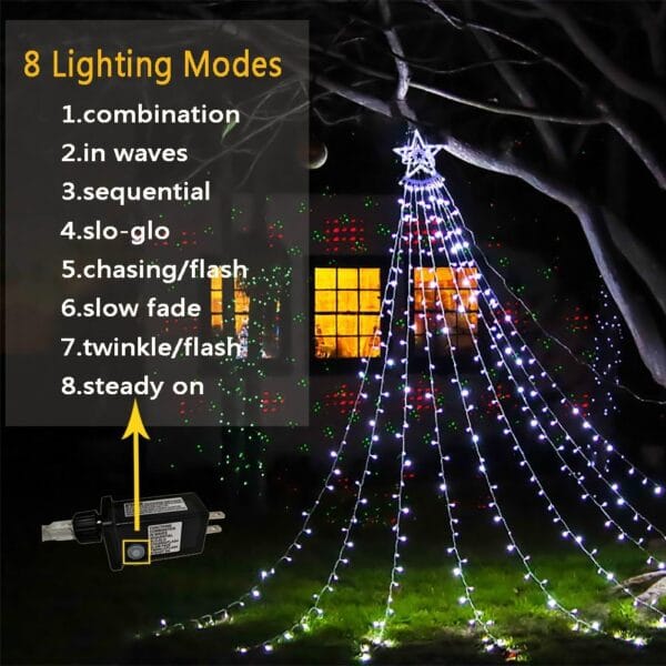 Kwaiffeo Christmas Decorations Outside, 12.6FT 350 LED 8 Modes Star Christmas Lights Outdoor