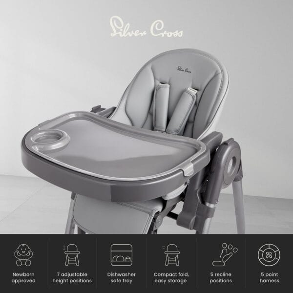 Silver Cross Buffet Highchair, Compact Fold, Birth to 15kg