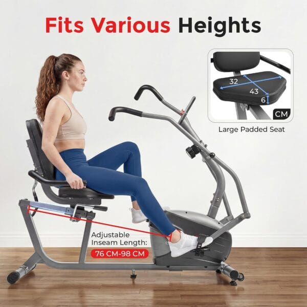Sunny Health & Fitness Smart Recumbent Cross Trainer for Full-Body Exercise