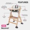 Abiie Beyond Junior Wooden High Chair with Tray - Adjustable and Convertible High Chair for Babies and Toddlers