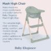Baby Elegance Mash Baby High Chair for Babies & Toddlers (Sage)